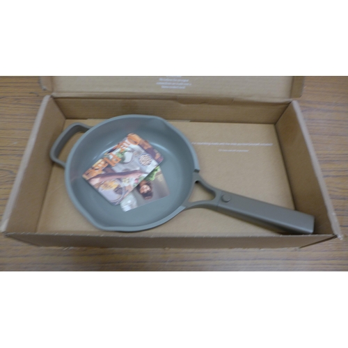 5073 - An Our Place dark taupe mini always pan with lid and beech wood spatula