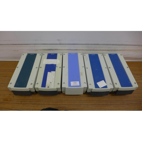 5081 - Six assorted mobility equipment batteries used for hoists and beds etc. including two Linak JIBA001 ... 