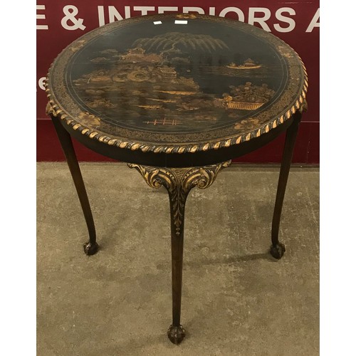 124 - An early 20th Century black Japanned centre table