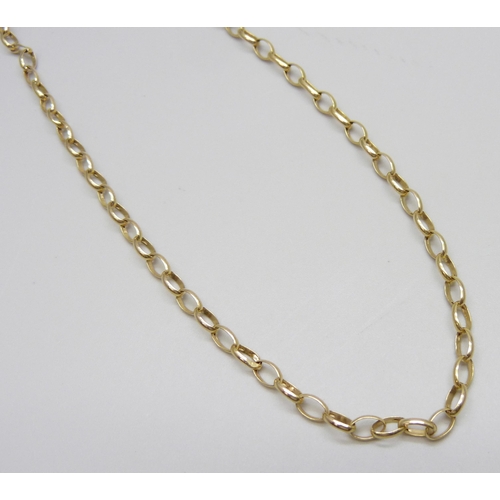 7005 - A 9ct gold belcher chain necklace, 2.6g, 46cm