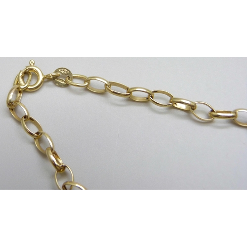 7005 - A 9ct gold belcher chain necklace, 2.6g, 46cm