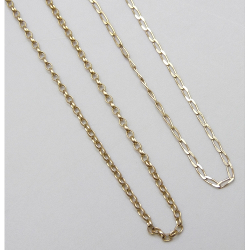 7018 - Two 9ct gold chains, 3.5g