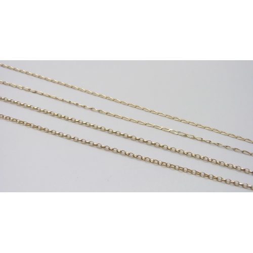 7018 - Two 9ct gold chains, 3.5g