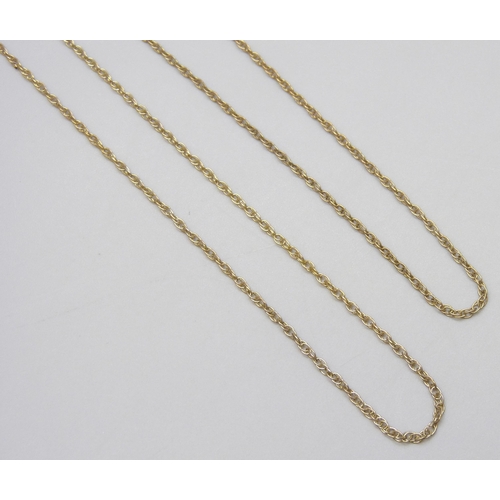 7030 - Two 9ct gold chains, 2.7g