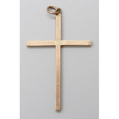 7057 - A 9ct gold cross pendant, 3.1g, 4cm