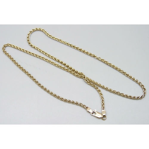 7075 - A 9ct gold necklace chain, 8.9g, 46cm