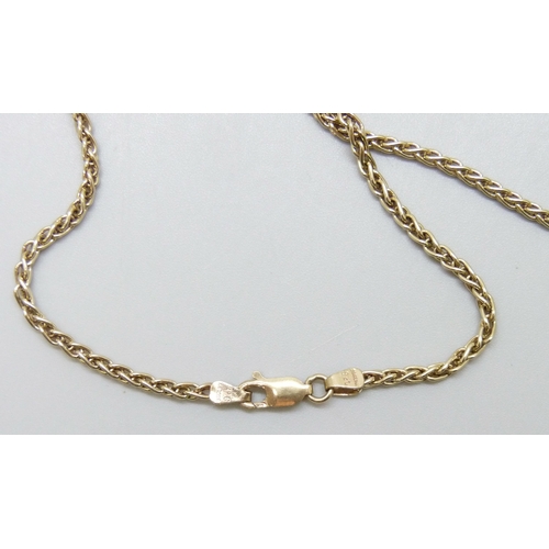 7075 - A 9ct gold necklace chain, 8.9g, 46cm