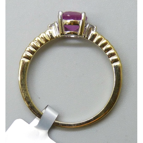 7099 - A silver gilt pink and white stone ring, U