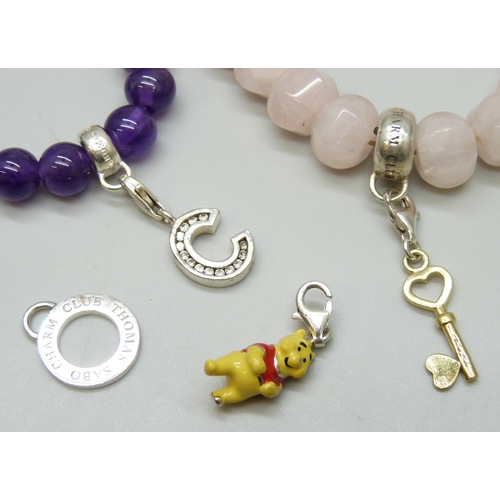 7112 - Two Thomas Sabo bracelets and charms including a Disney Winnie the Pooh charm