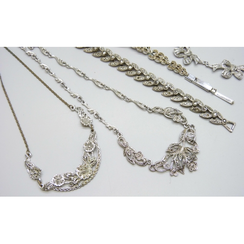 7145 - A collection of marcasite jewellery