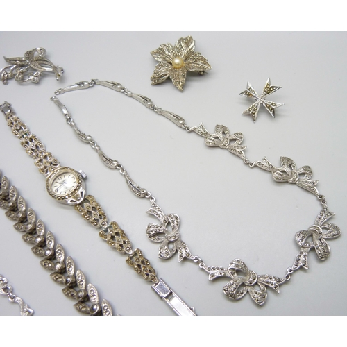 7145 - A collection of marcasite jewellery