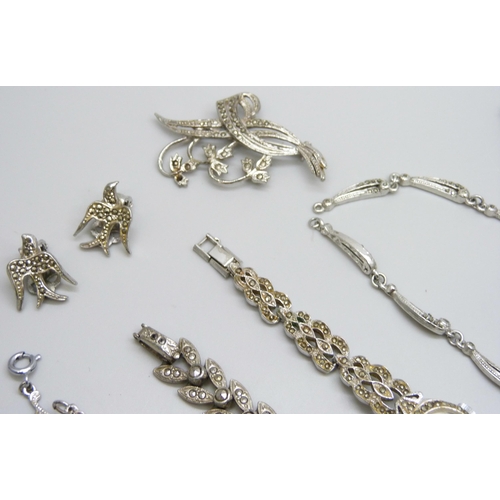 7145 - A collection of marcasite jewellery