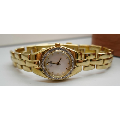 7153 - A Citizen lady's wristwatch and bracelet set, bracelet lacking some stones, boxed