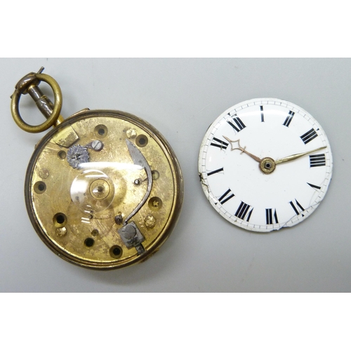 7181 - An early 19th Century pair cased verge fusee pocket watch with monogram, signed R. Parker, London, a... 