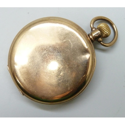 7192 - A 9ct gold cased Waltham pocket watch, Birmingham 1930, 79g total weight including movement, 47mm ca... 