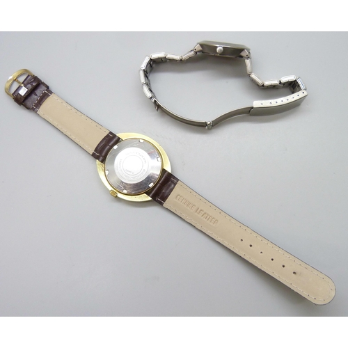 7194 - A Hamilton Automatic gold plated wristwatch, a/f, together with a Pulsar wristwatch