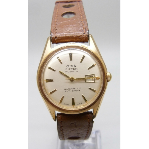 7195 - An Oris Super mechanical gold plated wristwatch, 34mm including crown