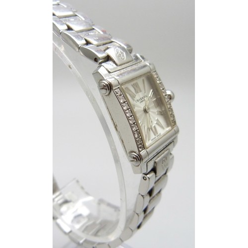 7200 - A Charriol Geneve diamond set wristwatch, 20mm including crown, boxed, lacking battery