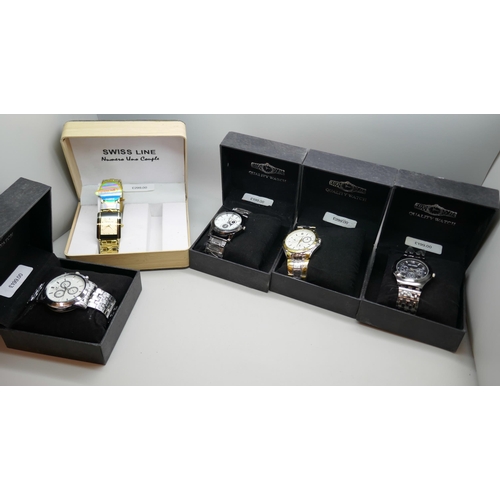 7206 - Five fashion wristwatches, boxed