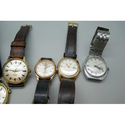 7207 - Six wristwatches, Elco, Caravelle, Ruhla, Montine, Roamer and Oris