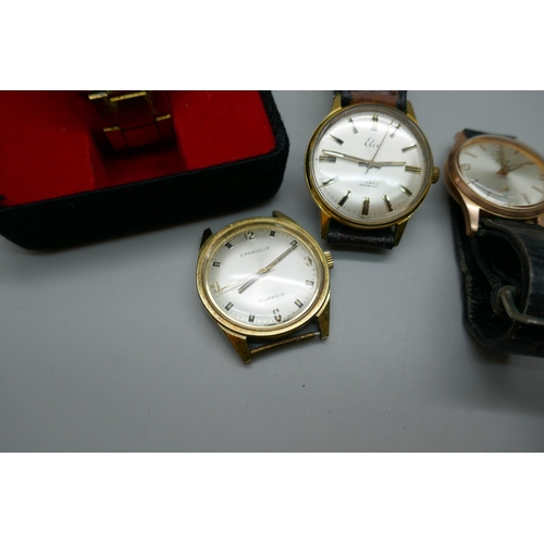 7207 - Six wristwatches, Elco, Caravelle, Ruhla, Montine, Roamer and Oris