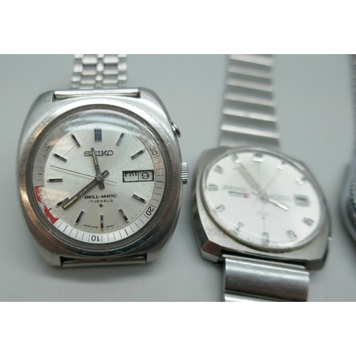 7209 - Two Seiko wristwatches including Bell-Matic, and a Tara diver's style wristwatch