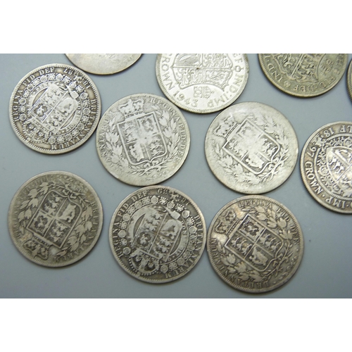 7220 - Coins; eight Victorian silver coins, 107g, and six 1920-1946