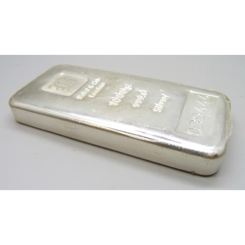 7225 - A Baird & Co London 1000g .999 fine silver ingot bar