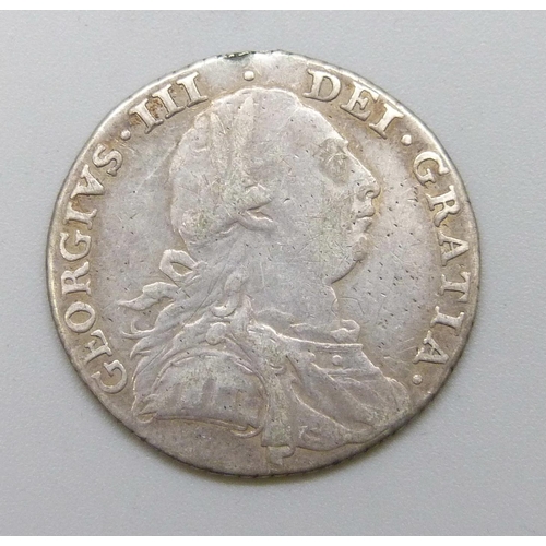 7231 - Coins; George III silver shilling 1787