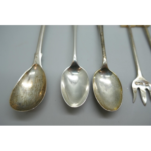 7247 - A collection of silver spoons and olive forks, 79g