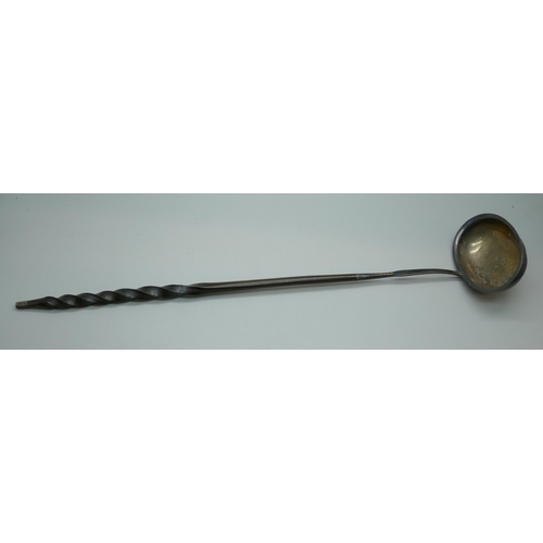 7263 - A Georgian silver toddy ladle with baleen handle, date letter worn