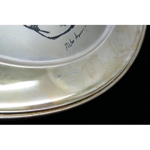 7277 - A limited edition silver Churchill Centenary Plate, designed by Pietro Annigoni, 690/2500, 401g, box... 