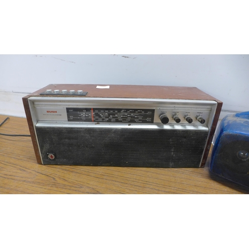 5093 - A vintage Bush type VHF 102 AC receiver radio and a Free Play solar powered radio