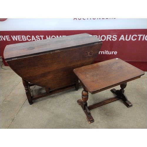 165 - A 17th Century style oak gateleg table and a coffee table