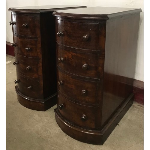 137 - A pair of Victorian mahogany bowfront pedestal chests