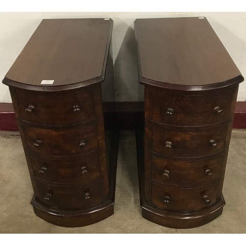 137 - A pair of Victorian mahogany bowfront pedestal chests