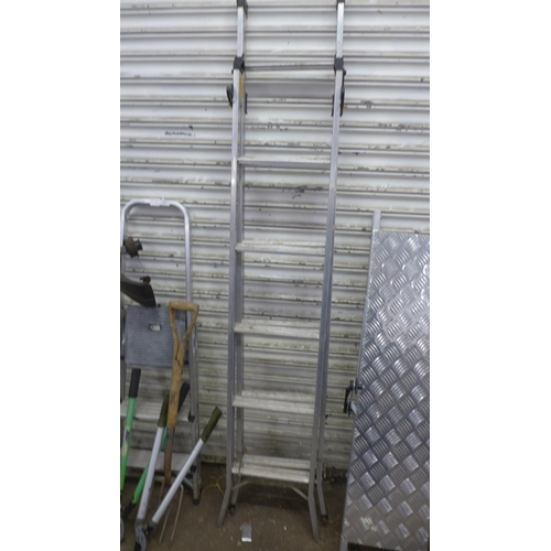 5148 - A set of six rung aluminium step-ladders and a set of five rung aluminium step-ladders