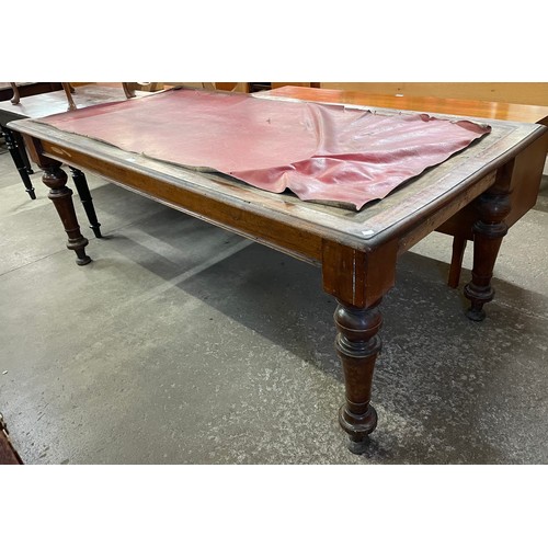 187 - A large Victorian mahogany and red leather topped library table