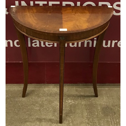 182 - A Regency style Bevan Funnell mahogany demi lune hall table