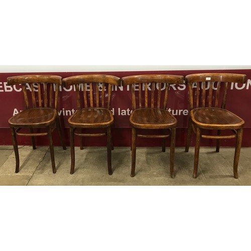 186 - A set of four early 20th Century beech bentwood chairs