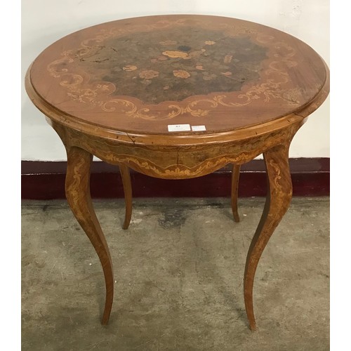 216 - A 19th Century Italian marquetry inlaid walnut circular centre table