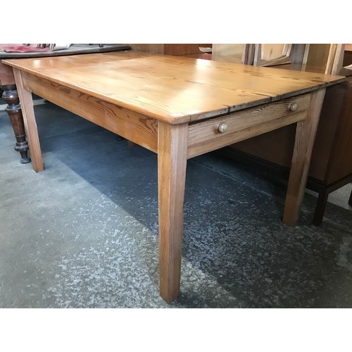 189 - A Victorian style pine single drawer farmhouse kitchen table