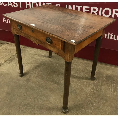 190 - A George II elm and oak single drawer side table