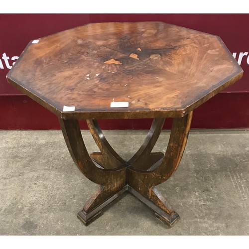 203 - An Art Deco walnut octagonal coffee table