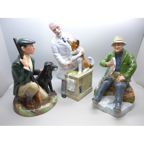 2001 - Three Royal Doulton figures; A Good Catch, The Gamekeeper and Thanks Doc!