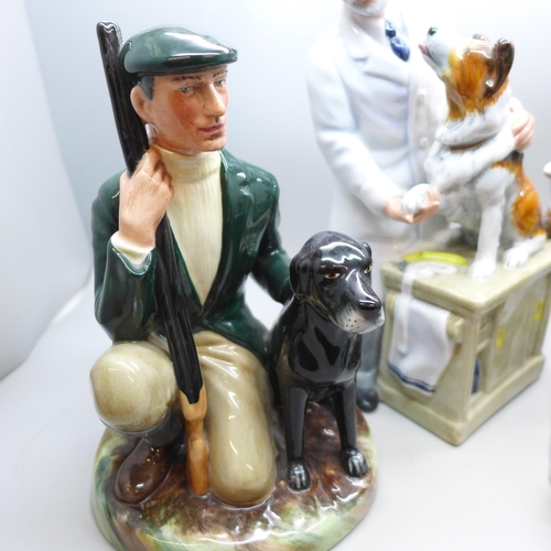 2001 - Three Royal Doulton figures; A Good Catch, The Gamekeeper and Thanks Doc!