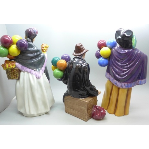 2010 - Three Royal Doulton figures, Balloon Lady, Biddy Penny Farthing and The Balloon Man