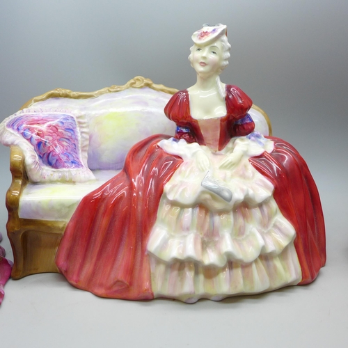 2015 - Three Royal Doulton figures, Victoria, Jean, HN2032, and Belle O' the Ball