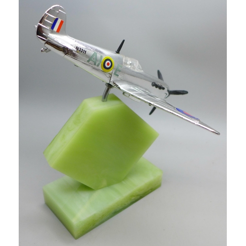 2036 - A Dinky Toys model Spitfire mounted on a RAF commemorative mount