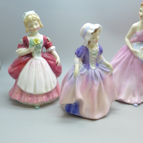 2045 - Five early Royal Doulton figures including Valerie and Bo Peep